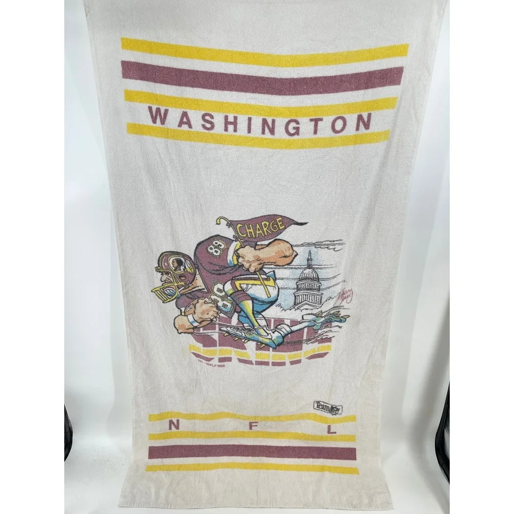 NFL Washington Redskins Beach 80's Towel White Graphic USA Made VTG Rare